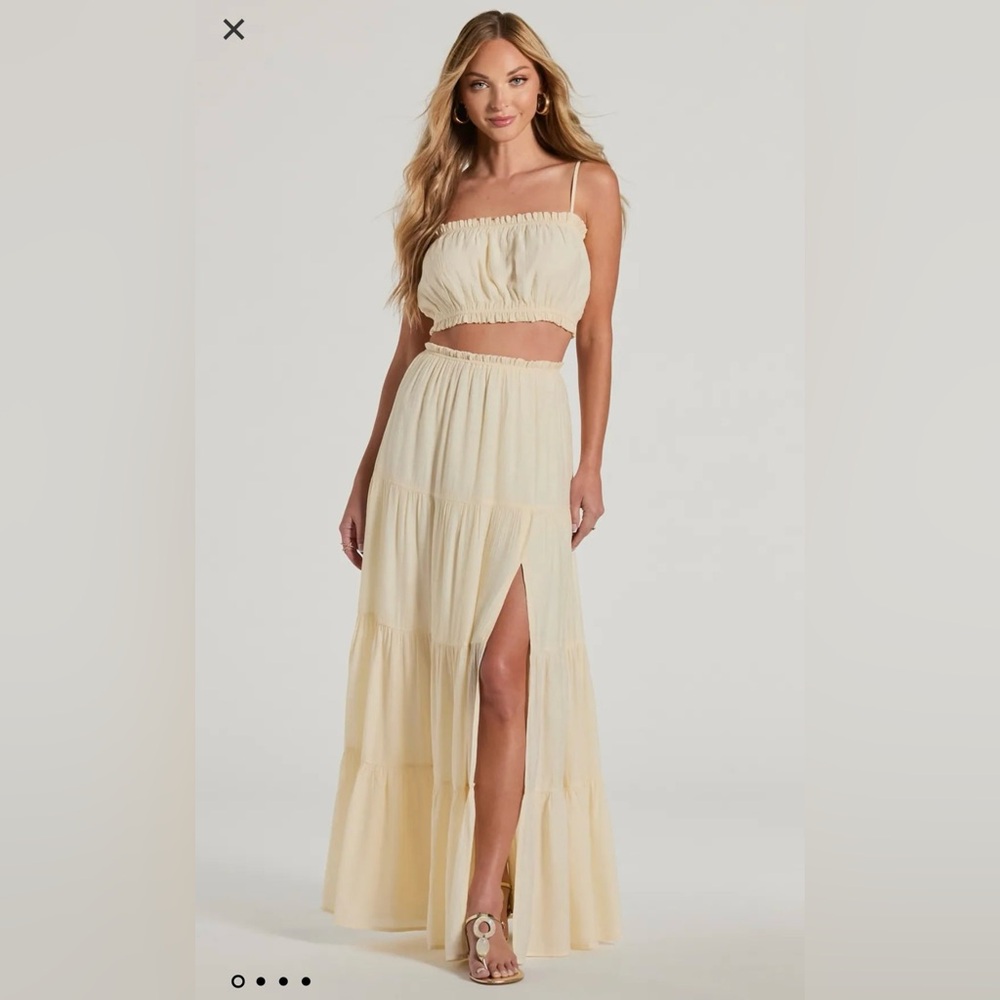 Elegant Cream Maxi Skirt and Top Set- Size S